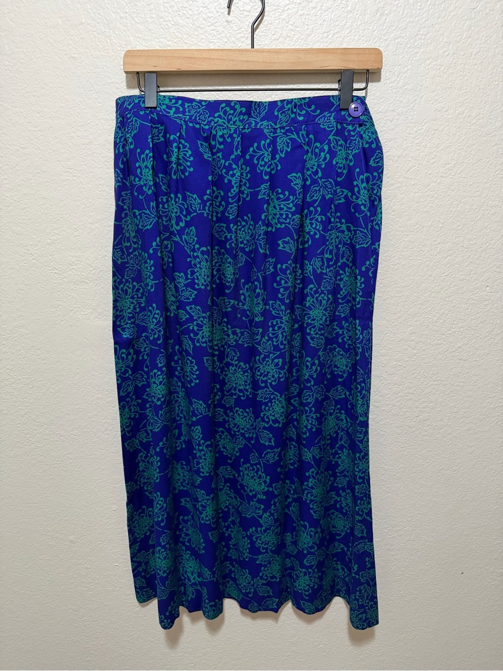Vintage Pendleton Miss Sophisticates Blue Green Floral Midi Skirt USA 12